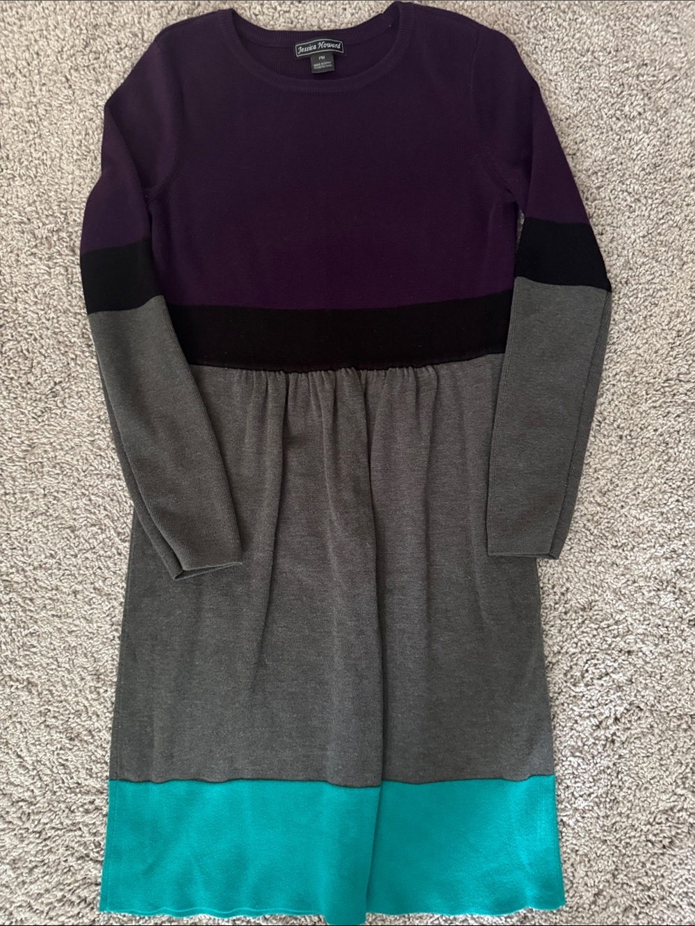 Jessica Howard Deep Plum Crewneck Sweater Dress